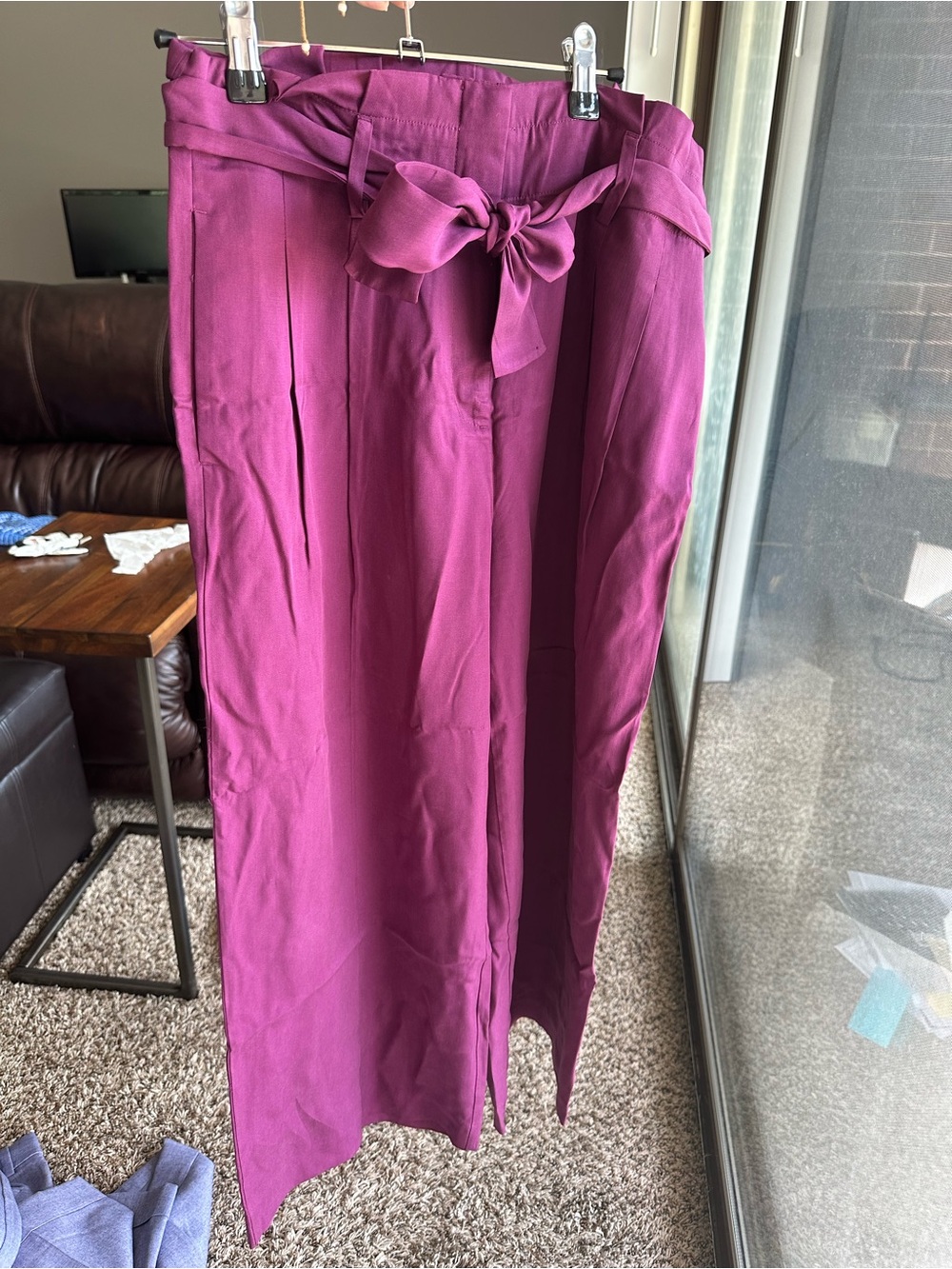 Ann Taylor Orchid Plum Purple Trousers Paperbag Tie Waist